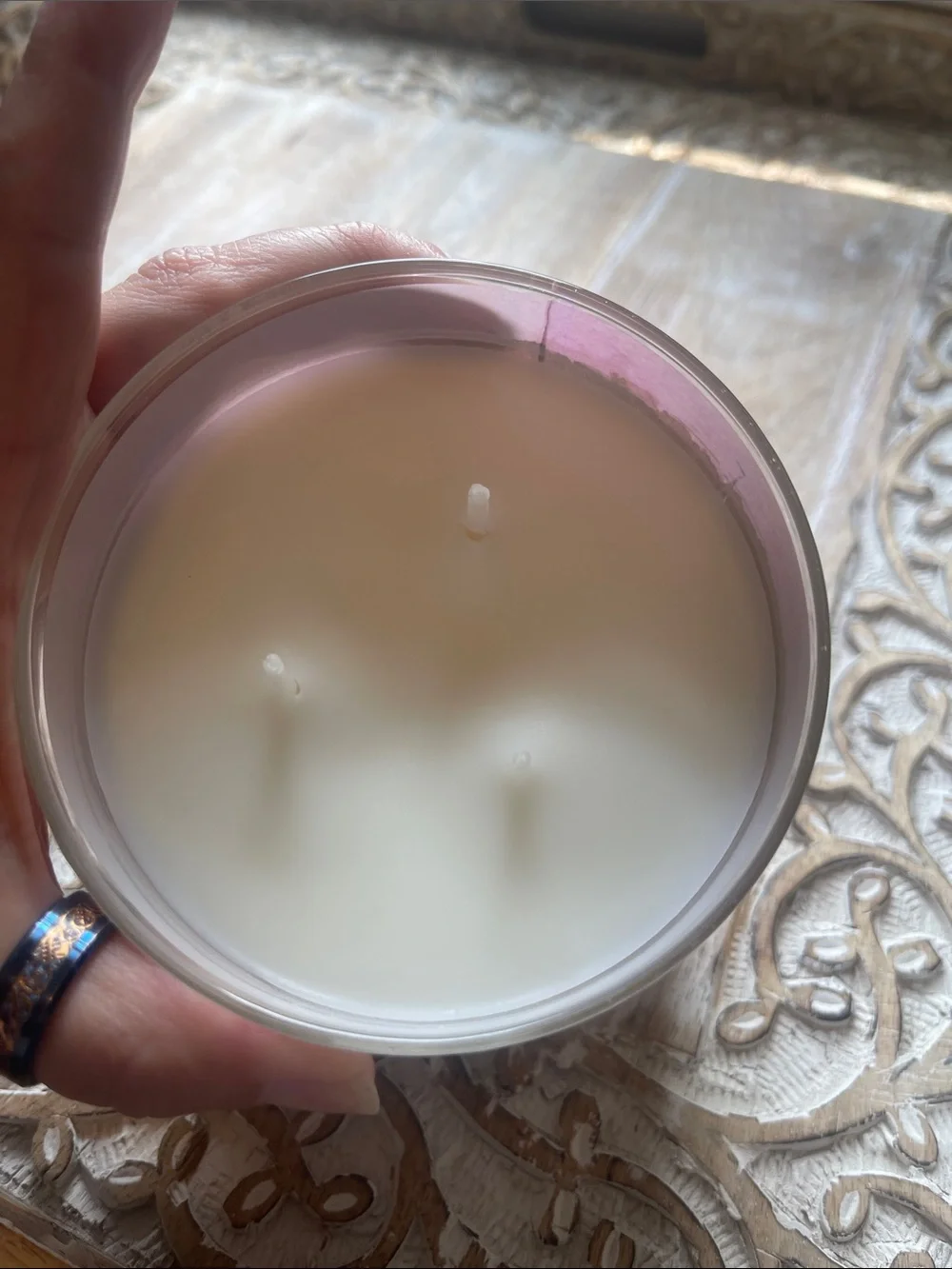 Bath & Body Works Oceanside Lavender Candle - Lavender, Pink, Cream